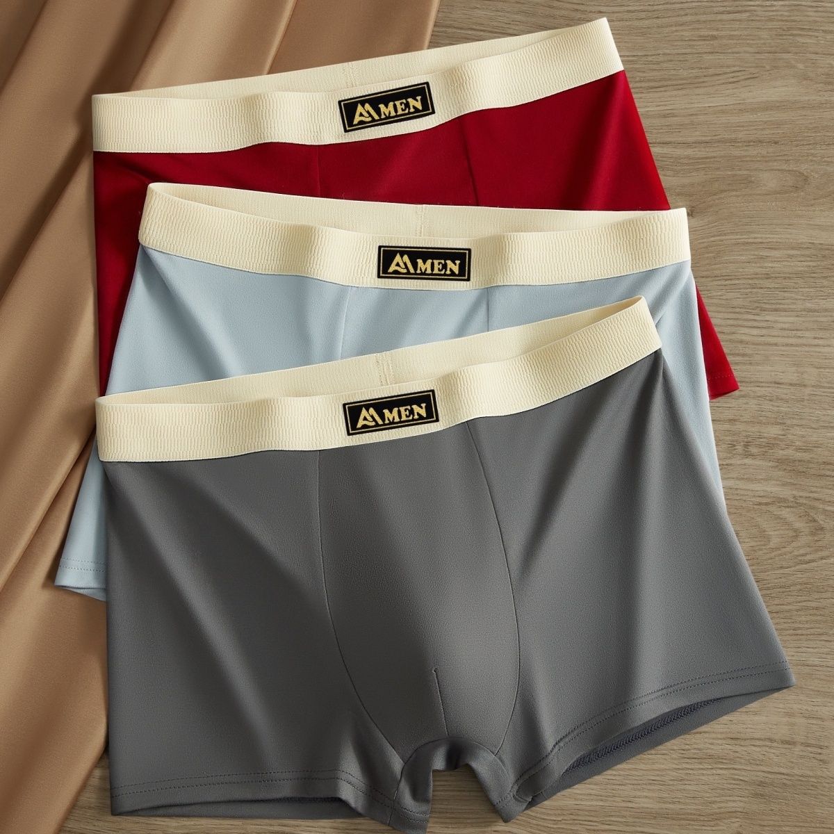 Men's Soft Underwear Solid Color Boxer Briefs Comfortable And Breathable New Skin Friendly Men's Innerwear_voghion.com