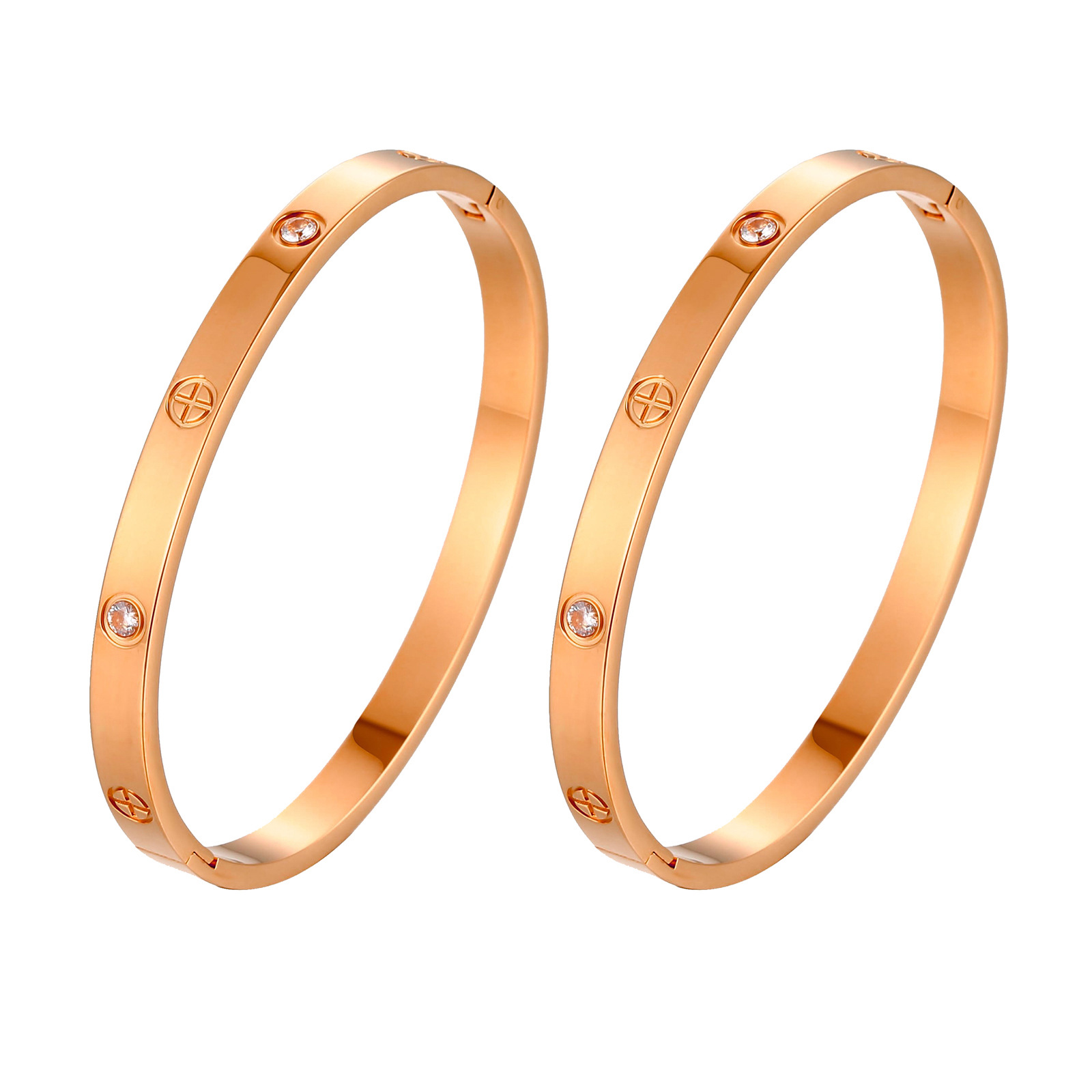 크로스 다이아몬드 팔찌 로즈 골드