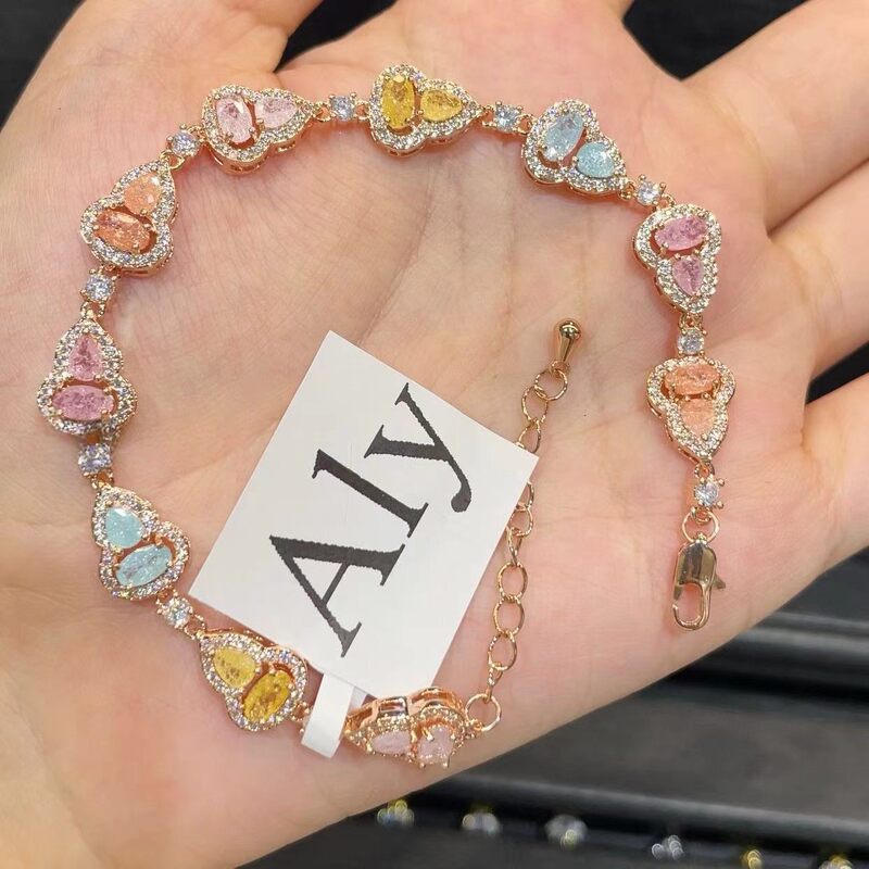 Sparkling Luxury Full Diamond Colorful Gourd Bracelet, High-End Dazzling Diamond Heavy-Duty Fashion Bracelet, Chanel-Style Elegant Hand Accessory Sparkling Luxury Full Diamond Colorful Gourd Bracelet, High-End Dazzling Diamond Heavy-Duty Fashion Bracelet, Chanel-Style Elegant Hand Accessory