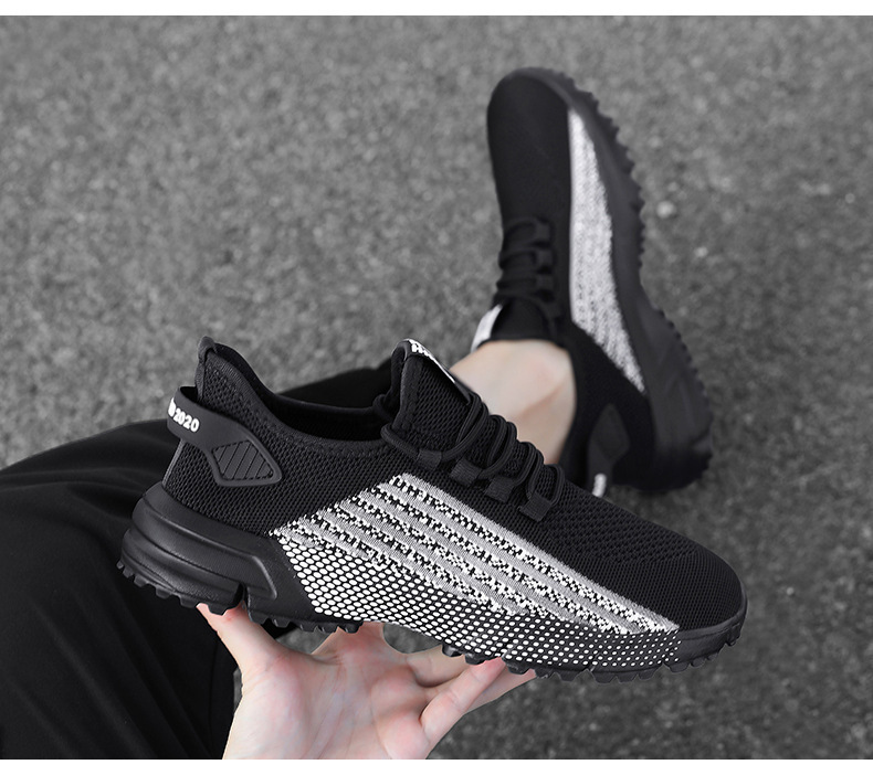 Große Größen Herrenschuhe Neue Marathon-Langstreckenlaufschuhe, atmungsaktive und leichte Laufschuhe Herren Flywoven Mesh Joggingschuhe_voghion.com