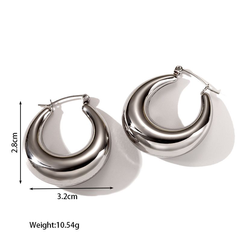 8g Weight 304 Stainless Steel Ear Needle Material Hoop Earrings, Ear Studs Classification 1 Pair Quantity Holiday, Outdoor, Daily Occasion 304 Stainless Steel Material C Shape, Round, Solid Color Pattern Women's Gender Plating Design Basic, Retro, Classic Style Style 1 Pair Basic Retro Classic Style C Shape Round Solid Color Plating 304 Stainless Steel Hoop Earrings Ear Studs 9