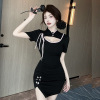 Southeast Asian New Chinese Improved Qipao Hollow Bow Wrapped Hip Dress