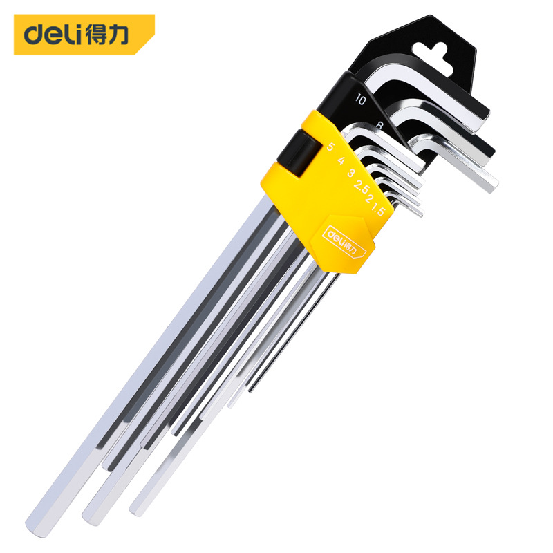 得力工具 专业级特长平头内六角9件套六角螺丝刀扳手 DL2179 3099