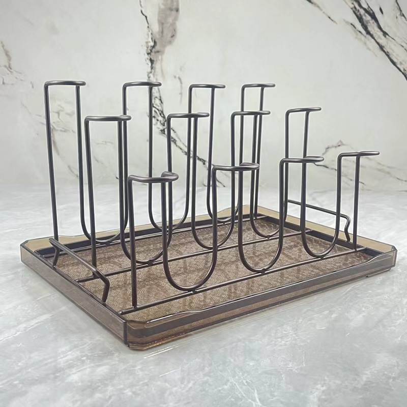 12구 높낮이 조절 컵 홀더 (커피색) + 투명 트레이