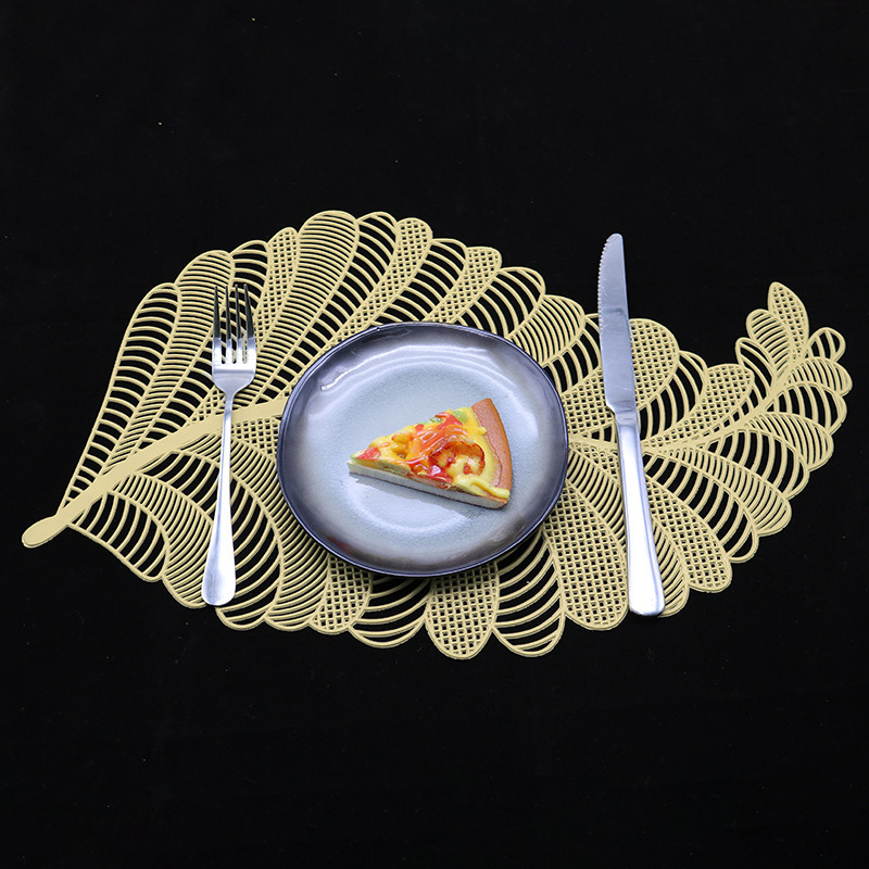 Suministro directo de fábrica hueco mantel dorado occidental aislamiento de alimentos estera hoja tipo europeo simple mantel tazón de montaña al por mayor