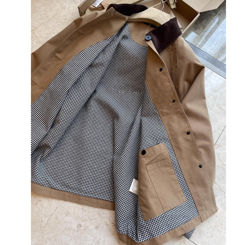 absolutely, the * yuan factory material!!! High Density Twill Cotton ~ Corduroy Contrast Collar Curling Sleeve Coat Women's Autumn