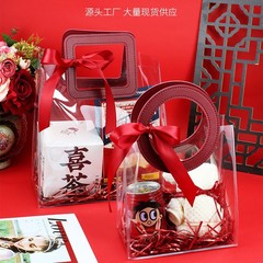 節慶禮品袋透明袋子PVC手提袋伴手禮袋結婚喜糖塑料包裝批發