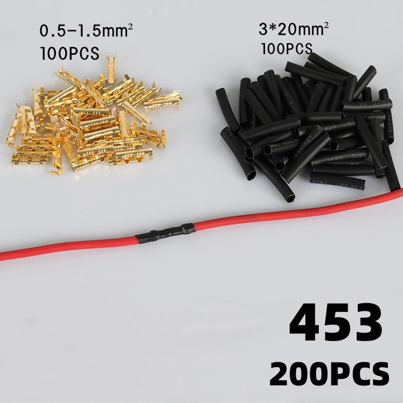 50pcs/100pcs 453 U型端子接线片线对接冷端 配热缩管0.3-1.5mm2