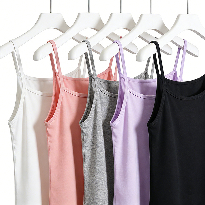 Girls' Solid Color Camisole Summer Thin Soft Outerwear Base Shirt Children's Sleeveless Top Korean Style Inner Wear