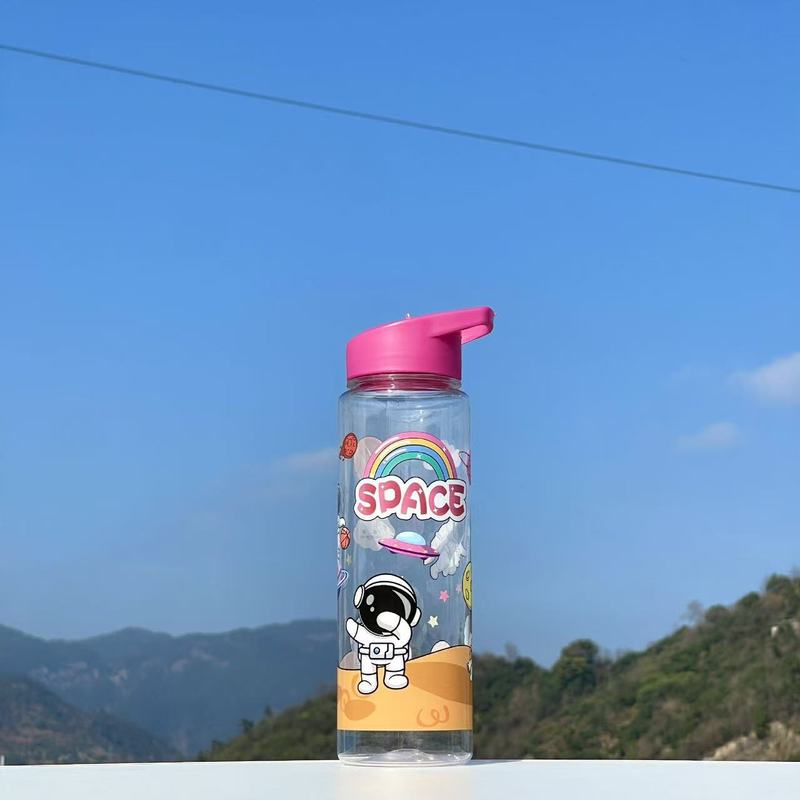 太空人吸管塑料杯弹跳盖便携式卡通旅行跨境电商随行杯儿童礼品|undefined