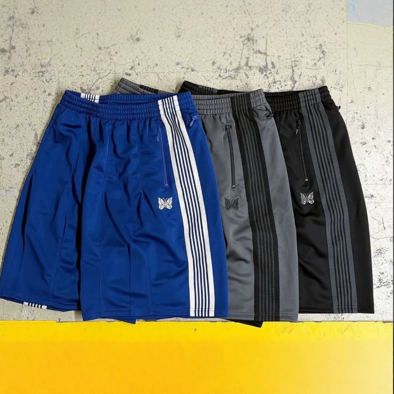 Correct version American high street striped sports shorts, butterfly embroidery men's outerwear trendy loose hip-hop pants