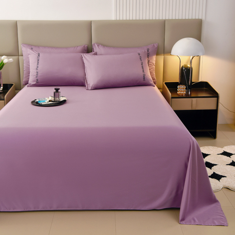 Sábana fresca de color puro, una sola pieza, colcha de hielo para dos personas, funda de almohada individual, dormitorio de estudiantes, traje de tres piezas, verano, seda no tangsi