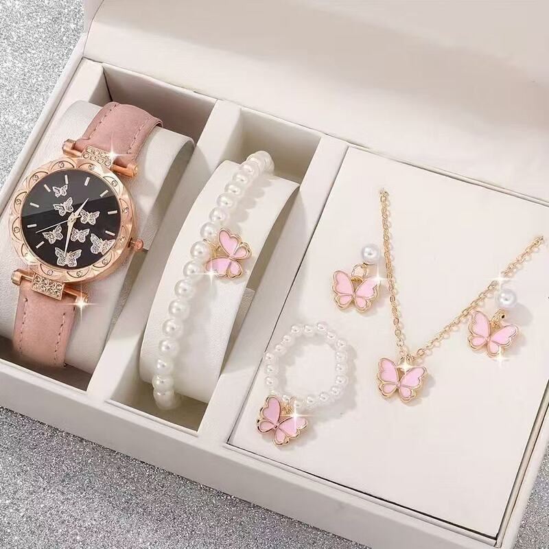 New Cross-Border Women's Fashion Light Luxury Quartz Watch Classic Butterfly Pattern Digital Diamond Face Women's Ready Stock Wholesale