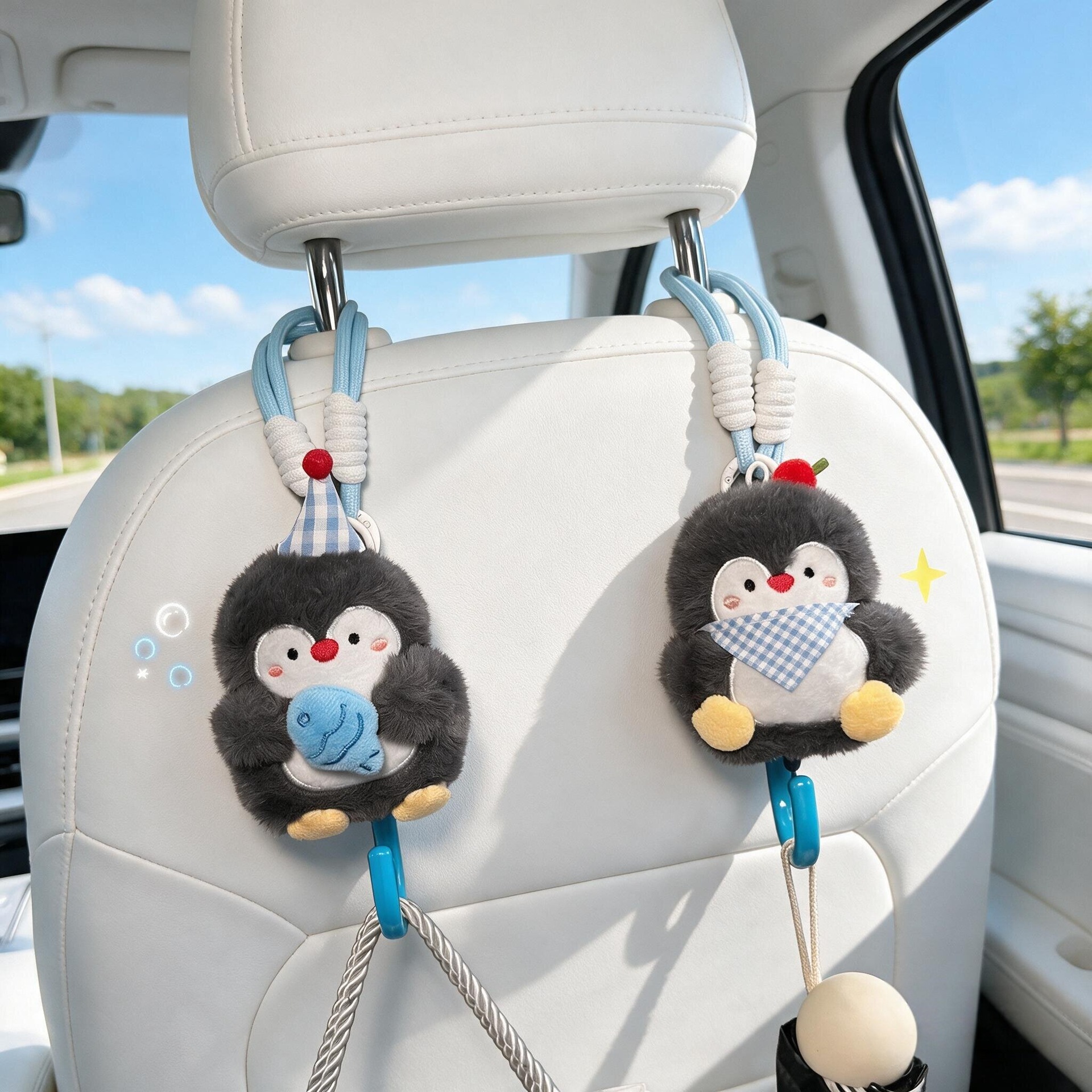 2026 Penguin Car Tissue Holder, Hanging Tissue Box for Front and Rear Car Seats, Cute Car Hook for Women