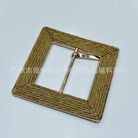 正方形合金三档扣拉菲草纸绳手工编织女装连衣裙腰带扣皮带头铭图