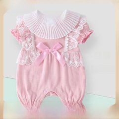 嬰兒連體衣女寶寶衣服夏季百日宴服裝Baby clothes女嬰公主爬服夏