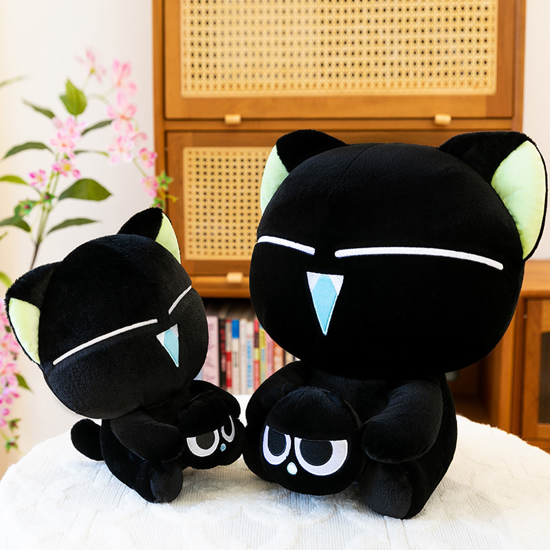 罗小黑战记抱枕黑色猫咪毛绒玩具大眼猫公仔猫猫大号布娃娃批发|undefined