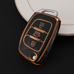 Modern Key Case Suitable for Hyundai Elantra ix35 Sante Fe IX25 Car Key Case Golden Edge Full Cover Protective Shell 