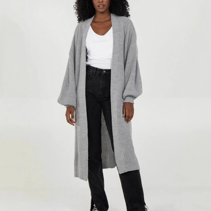 Mid-Length Foreign Trade Autumn and Winter New Women's Solid Color Knitted Cardigan Coat with Pockets, Loose Fit, Plus Size Sweater Mid-Length Foreign Trade Autumn and Winter New Women's Solid Color Knitted Cardigan Coat with Pockets, Loose Fit, Plus Size Sweater