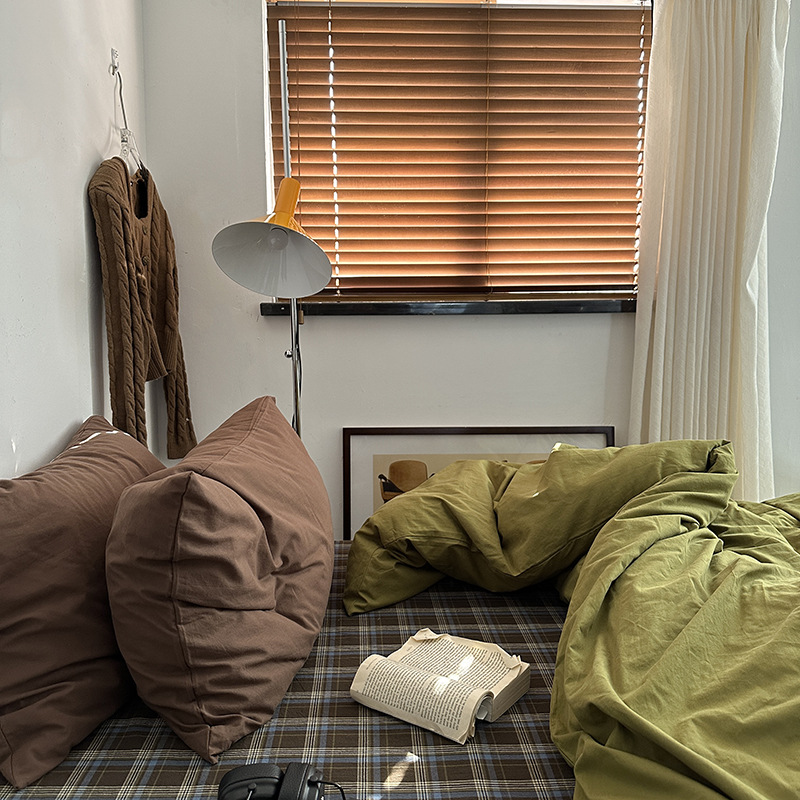 イン無地シンプルな純綿シングルピースベッドシーツ純綿シングルピースキルト 1.8 ボックスシーツマットレスプロテクターベッドカバー卸売