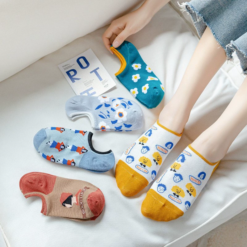 Tide, Japanese summer thin cartoon cute socks, thin cotton