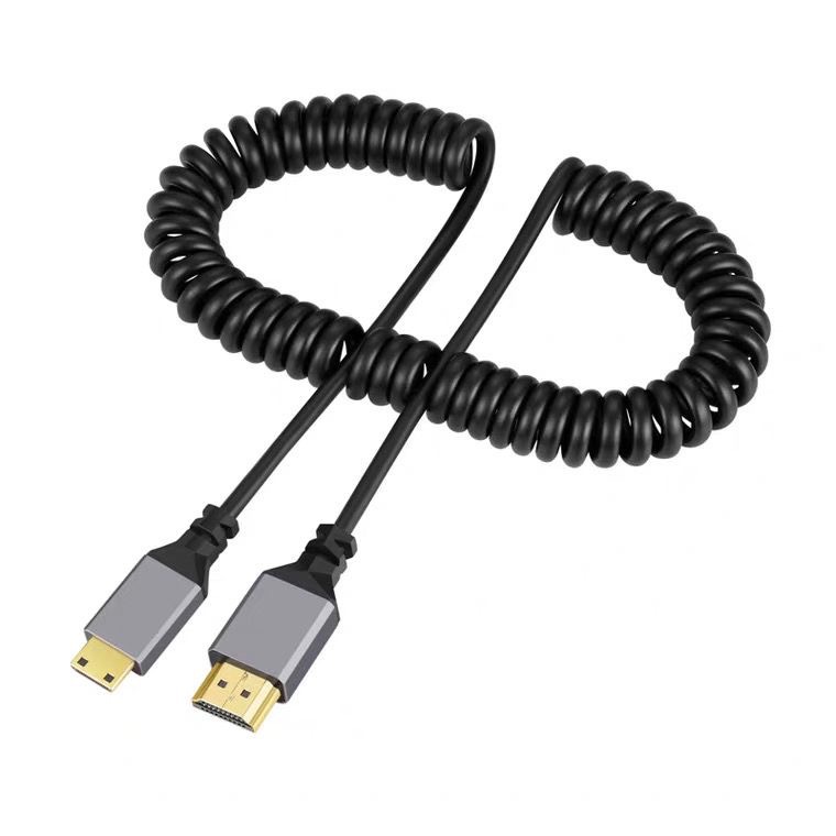 HDMI转MINI HDMI弹簧线 4k高清线电脑电视传输数据弹簧线伸缩拉伸