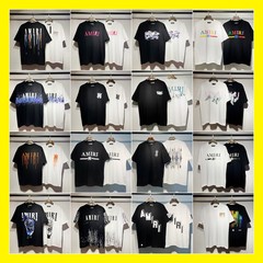 【260g】am Peace Dove 流し込みペイント グラフィティレター 星空 クラシックロゴプリント 半袖 カップル Tシャツ 1ri