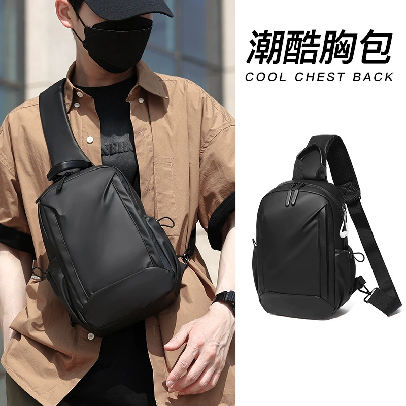 Трансграничная новая модная классная кожаная пленка мужская сумка на груди