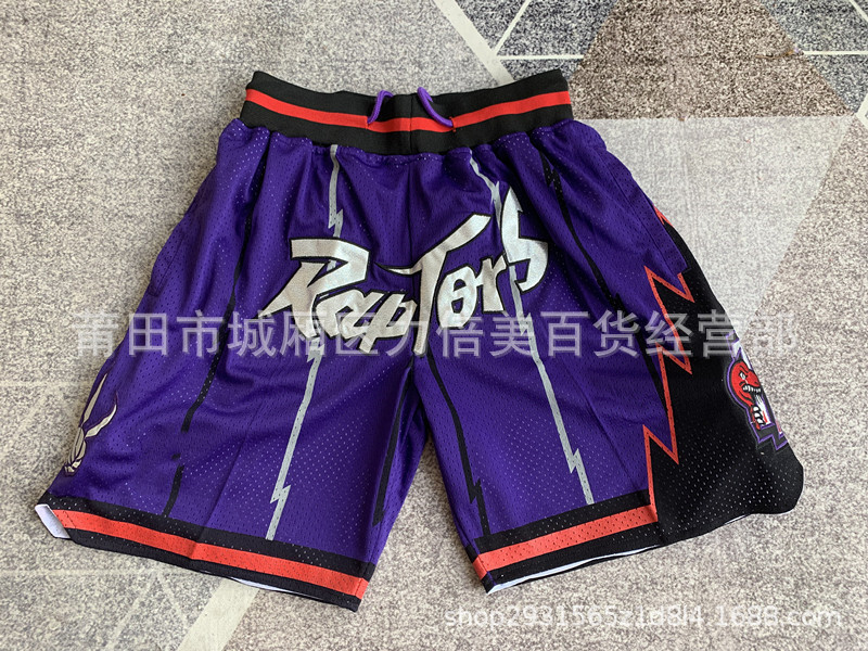 Comercio exterior pantalones de fútbol al por mayor Warriors Lakers 76 caliente Raptor mágico bolsillo bordado pantalones cortos pantalones de baloncesto NFL