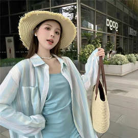 【工厂现货】美式小众薄款森系清新格子衬衫女衬衣外搭开衫上衣
