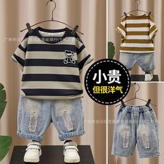 summer kids two pieces suit 男女童新款短袖套装时尚童装货源