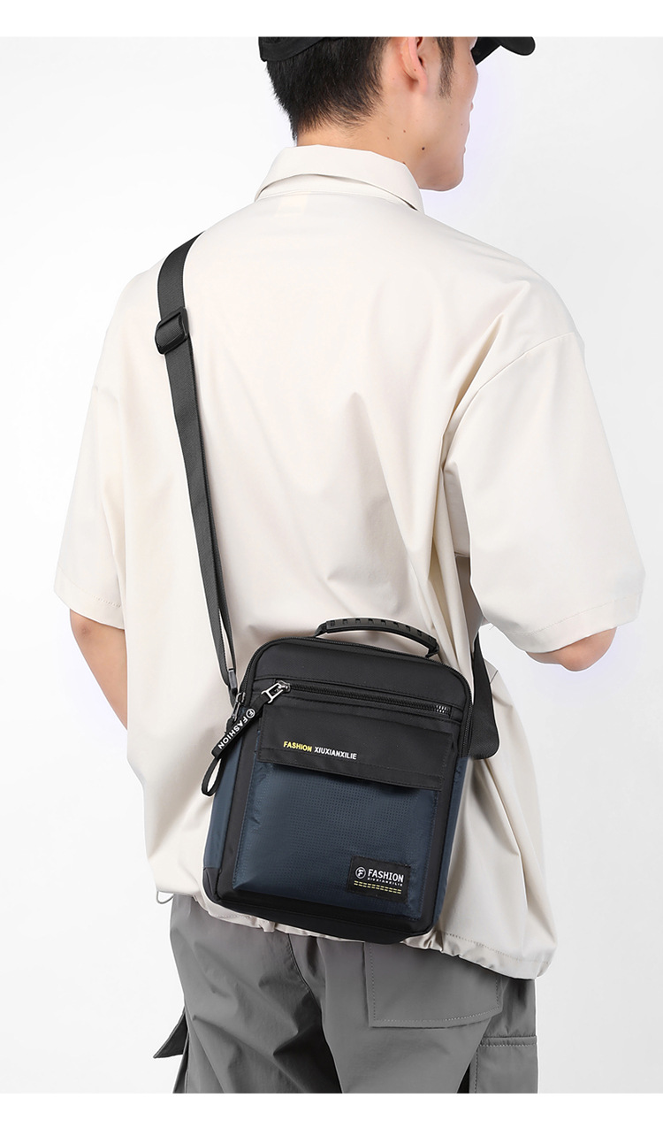 Men's large-capacity bag, nylon fabric single-shoulder bag, new business commuting crossbody bag, vertical small bag, hand-held men's bag undefined