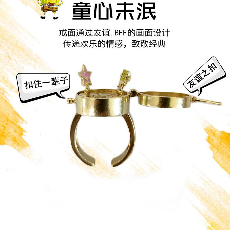 Rotatable Sponge-themed Kids Ring, adjustable one-size, spinning charm novelty