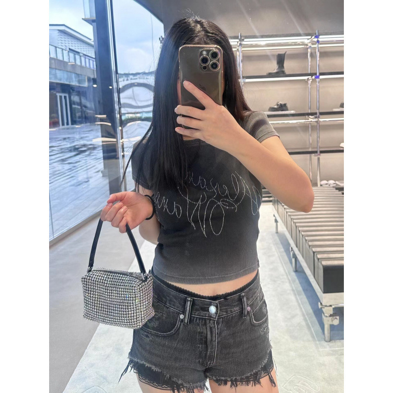 2025 Spring and Summer New Boxer Briefs Layered with Lace Splicing Ripped Denim Shorts High Waist Wide Leg Pants