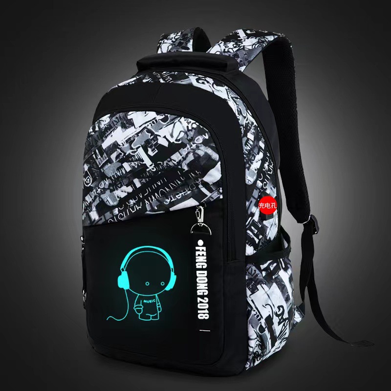 Amazon's new men's backpack for elementary, middle, and high school students, large capacity, cartoon style, casual, waterproof, and wear-resistant.