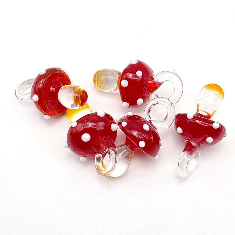 1 Piece Glass/Colored Glaze Mushroom Pendant DIY Jewelry Accessories display picture 12