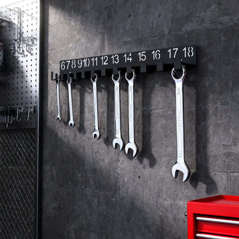 Cross-Border Wall-Mounted Wrench Rack Portable Digital Wall Storage Rack Creative Home Black Digital Hook Set