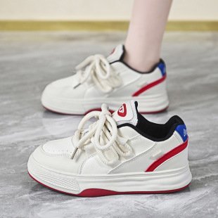 Thick-soled small white shoes women's 2025 new height all-match casual skate shoes niche retro contrast color sports daddy fashion shoes