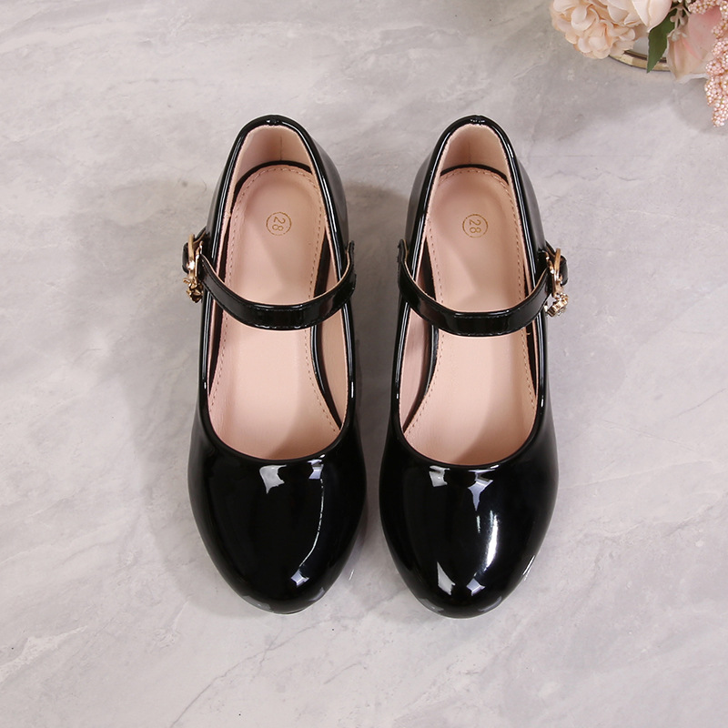 2024 Autumn Women's Black College Style Leather Shoes Girls' British Style Boys and Girls Student Performance Shoes Autumn and Winter New Style