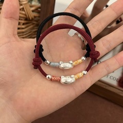 足银999纯银手链法棍猫手链转运珠手绳精致手链小众情侣闺蜜百搭