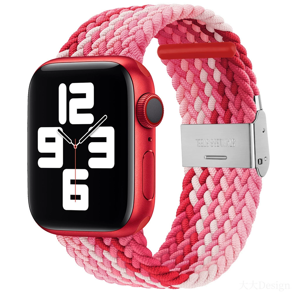 Совместимо с Apple Watch 5-6-7-8-9-10 поколения Snap-on нейлоновый плетёный ремешок iWatch S10 регулируемый браслет
