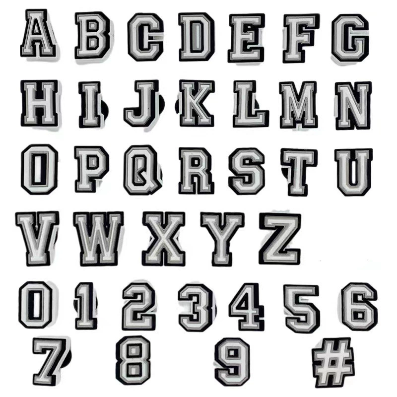 Черно-белые 26 английских буквенно-цифровых туфель с отверстиями, обувь с цветочной пряжкой, украшение для обуви «сделай сам», аксессуары для обуви, аксессуары для обуви из ПВХ, универсальные