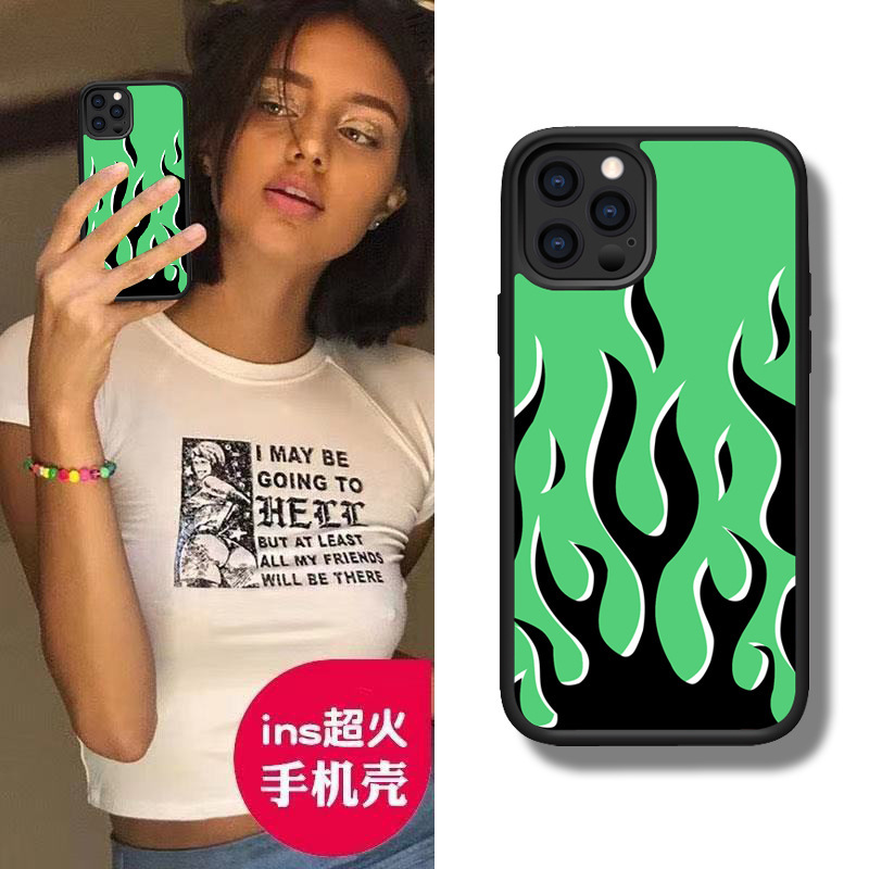 Iphone13/14/15/16 Apple 17Promax Wildflower Green Flame Soft Anti-Fall All-Inclusive Mobile Phone Case Iphone13/14/15/16 Apple 17Promax Wildflower Green Flame Soft Anti-Fall All-Inclusive Mobile Phone Case
