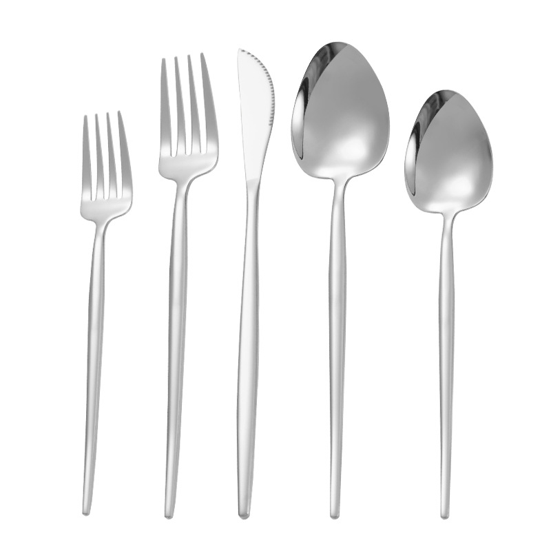 Simple ins estilo 304 vajilla de acero inoxidable cuchara de café occidental comida cuchillo tenedor cuchara espejo cuchillo tenedor venta al por mayor vajilla traje