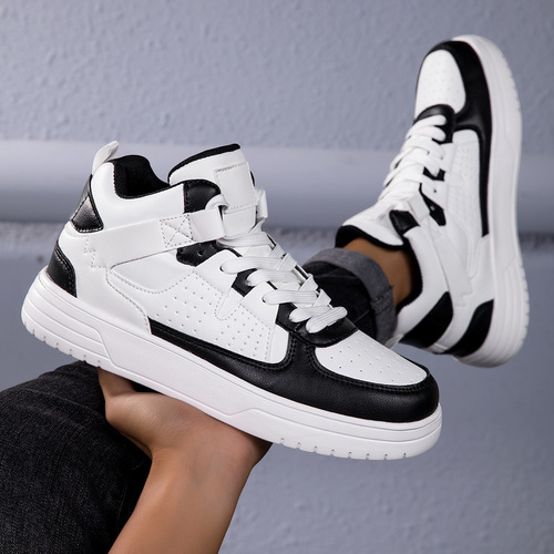 Korean trend couples 'platform skate shoes with soft soles and comfortable sports single-layer shoes with lace, fashionable outdoor casual shoes for men and women