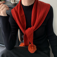 纯色羊毛围巾披肩女外搭冬季高级感百搭针织保暖护颈装饰围脖批发