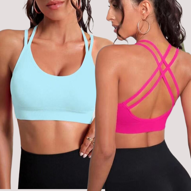 12 Colors Cross Beauty Back Bra Seamless Yoga Vest Fitness Shockproof Push-up Sports Underwear for Women Yoga Bra