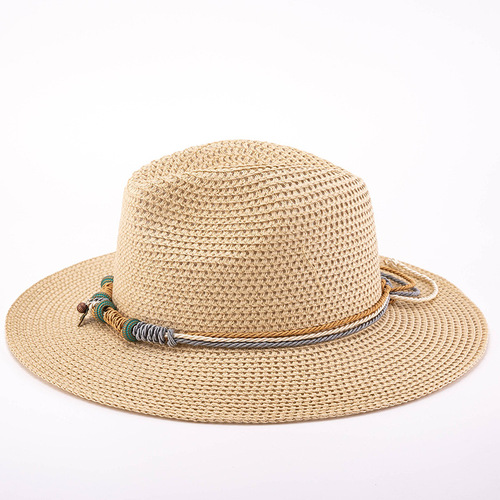  Summer New Style Flat Top Straw Hat Women Korean Style Fashion Casual Short Brim Top Hat Beach Travel Sun Protection Sun Hat