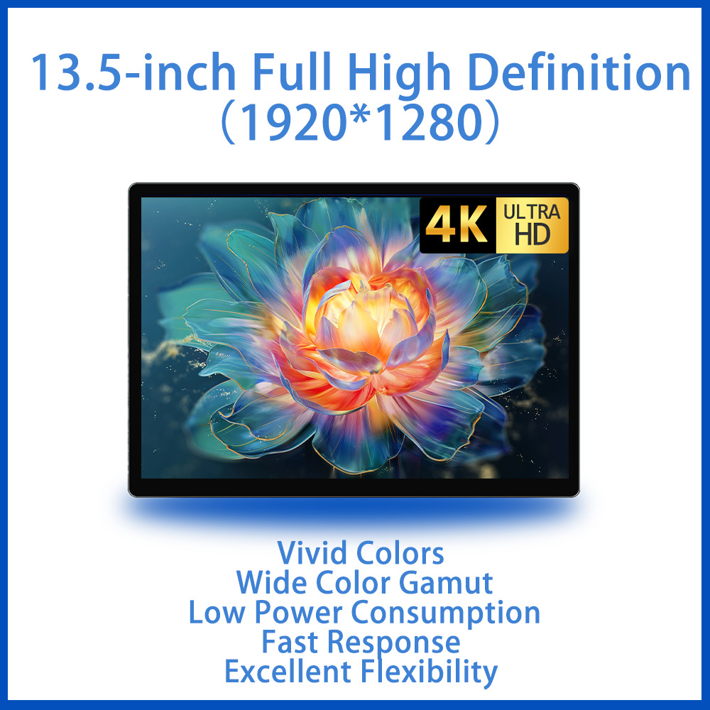 Direct Sales 13.5inch External Android Display Screen Fully Integrated Advertising Machine 13.5inch Headrest Android Mp5 Display Screen