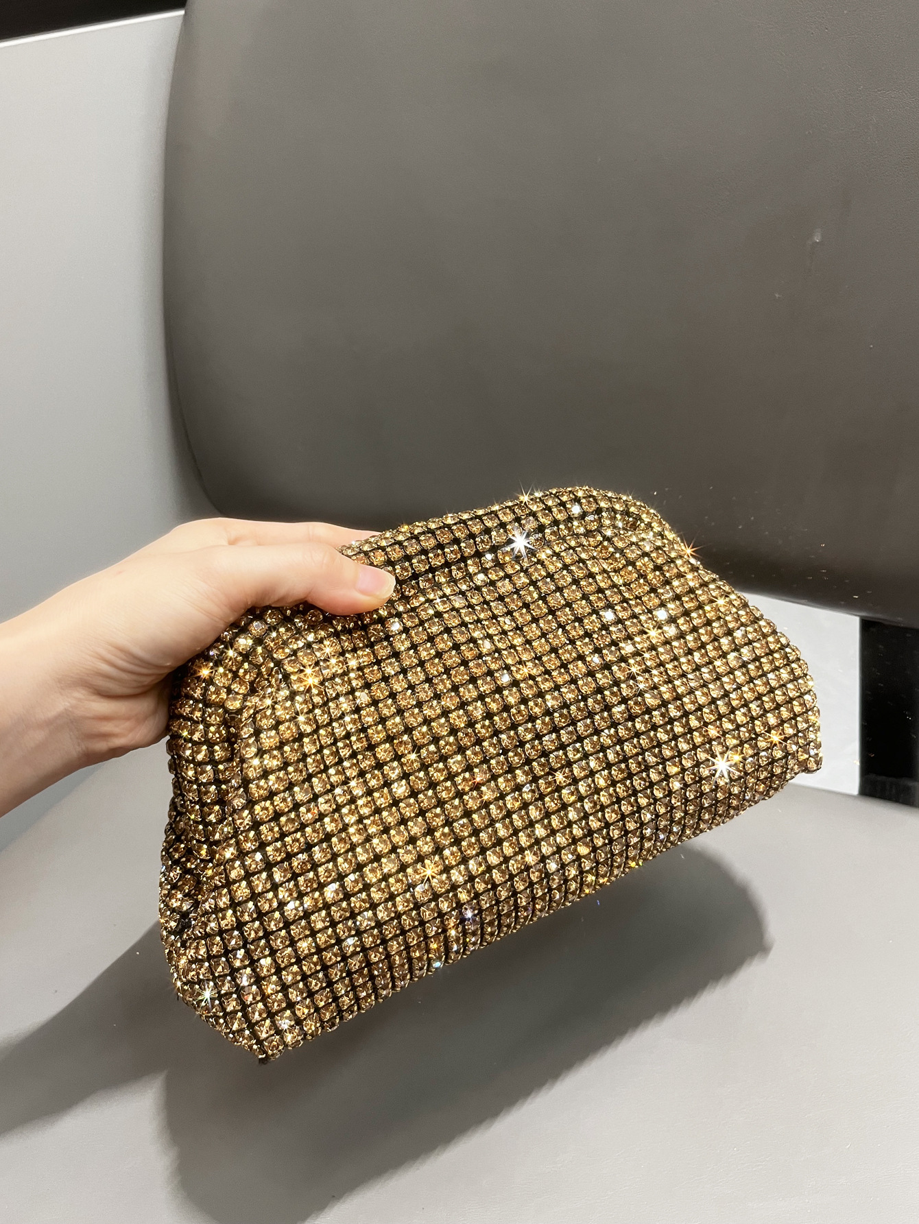 Evening Bag Bags Type Silver Black Gold Rhinestone Solid Color Square Evening Bags